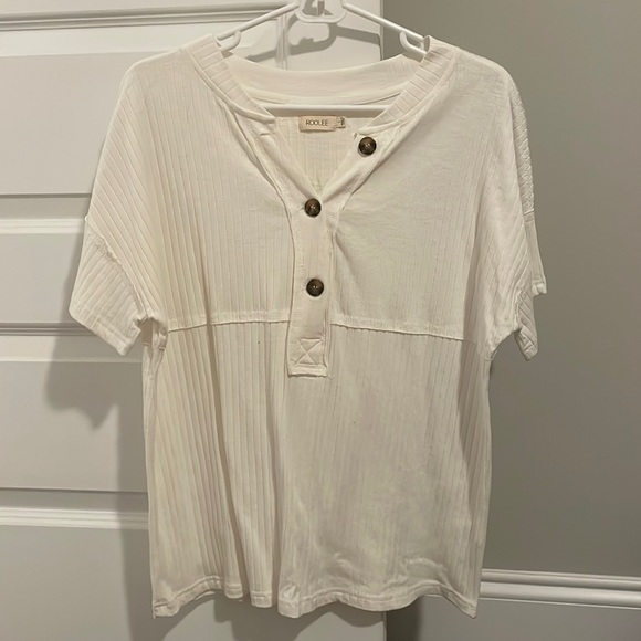 ROOLEE ribbed Henley top button up - Picture 1 of 3